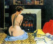 Felix  Vallotton Naked Woman Before Salamander Stove France oil painting artist
